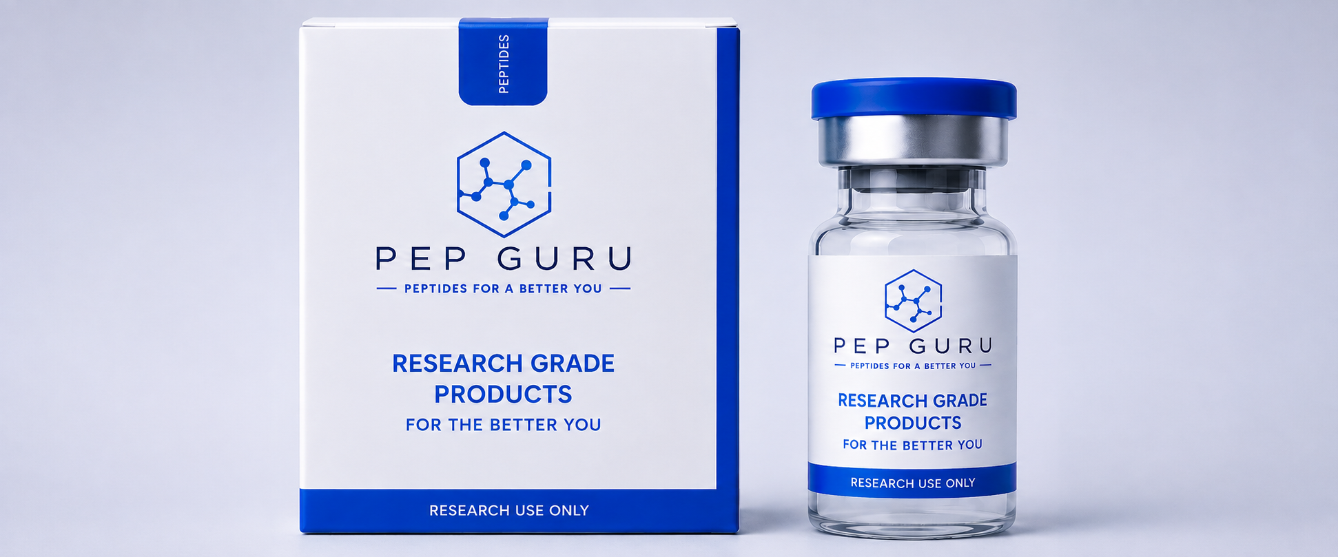 The Pep Guru research-grade peptide box and vial